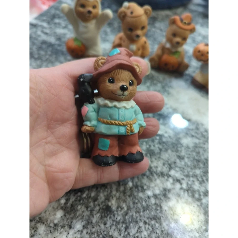 6 Vintage Homco Halloween Fall Mini Miniature Holiday Bears Ghost Pumpkin